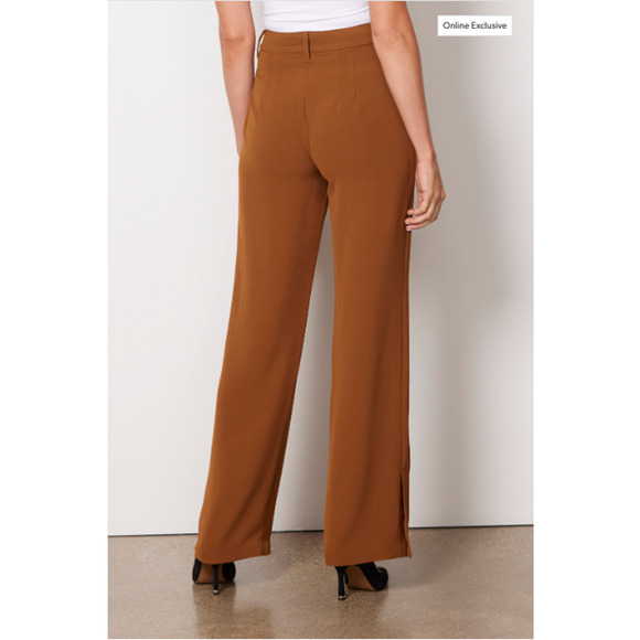 SANCTUARY NWT Noho Split Hem Dress Trouser Pant in Warm Dark Khaki // 26 - Picture 2 of 12